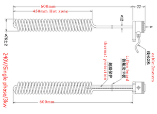 Anti Corrosion Tubular PTFE Coated Immersion Water Heater For Electroplating Industry